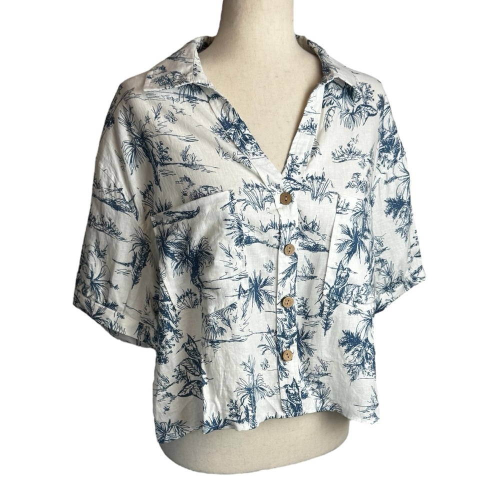 C&C California Linen Blend button down shirt Large NWT